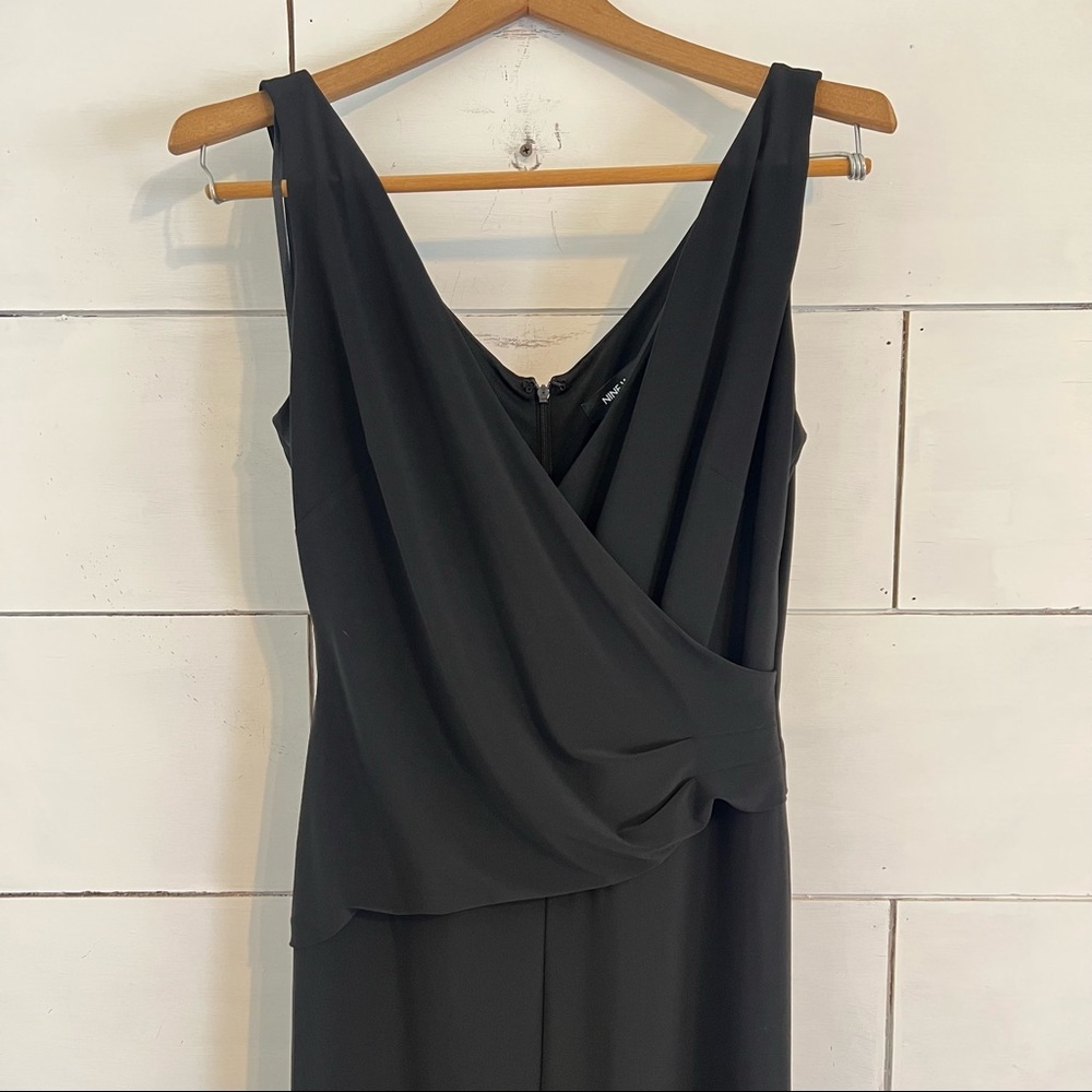Nine West Black Sleeveless Jumpsuit with Asymmetrical Bodice. Size 4. - Picture 6 of 14